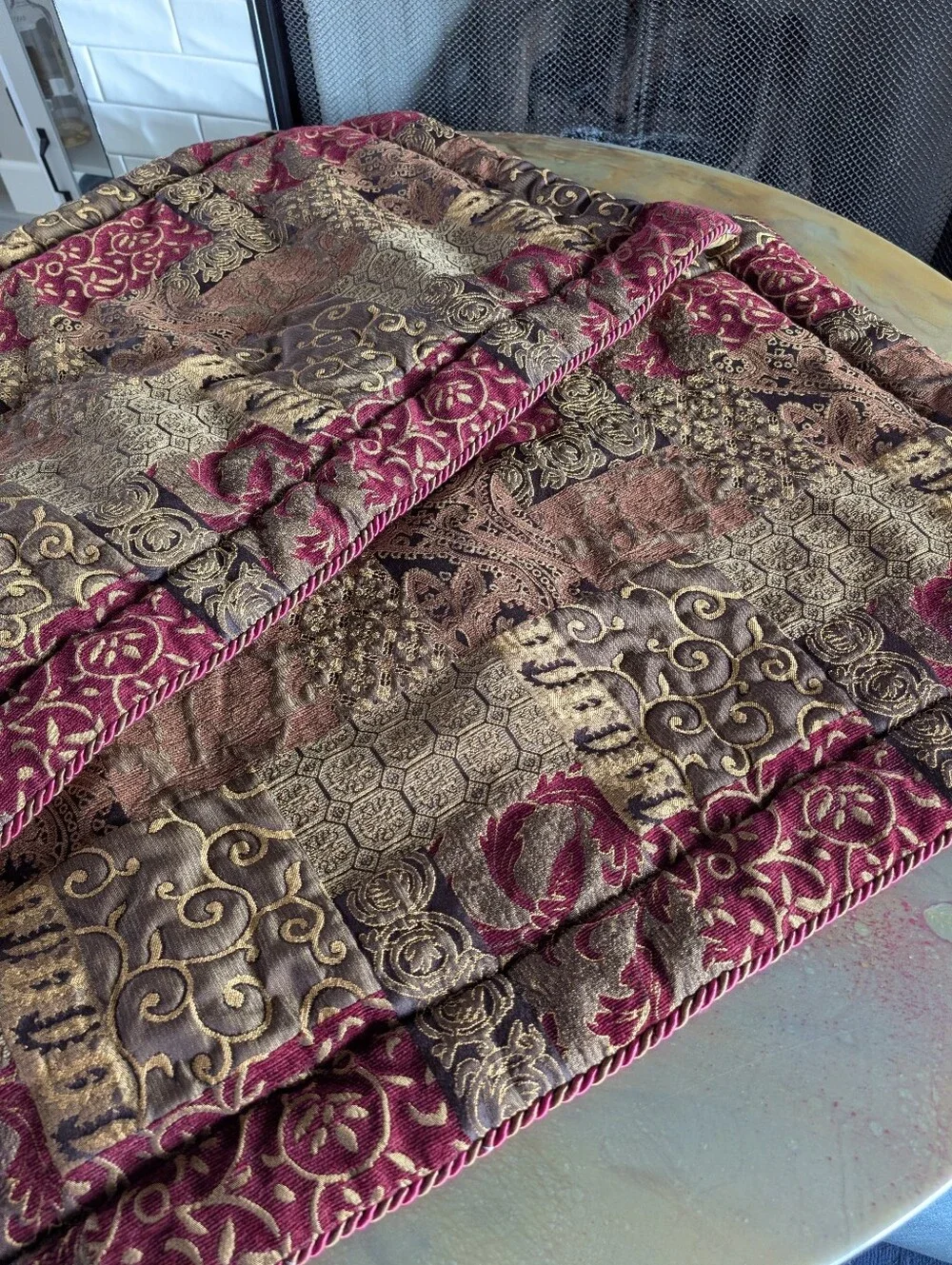 Croscill Home King Pillow Covers  Patchwork Tapestry Jacquard Red Galleria